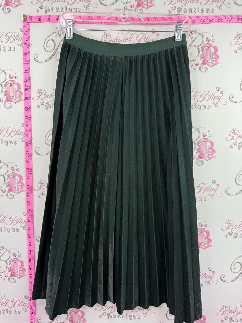 SHEIN skirt pleated pleats Dark Green Pleated Midi Skirt